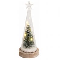 Light Up Glass Enclosed Christmas Scene. Xmas Tree