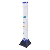 Cheetah Colour Changing Bubble Column with Artificial Fish and Black Base