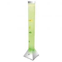 Cheetah Colour Changing Bubble Column with Artificial Fish and Silver Base #2