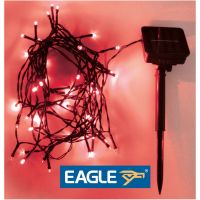 Eagle LED Solar Powered Outdoor String Lights. Red 50m
