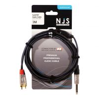 NJS Professional Audio Lead 2x Phono to Stereo Jack Plug 3M