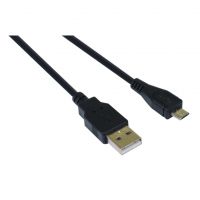 Black USB A to USB Micro B Lead 1m Cable