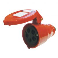 415V Red 16A 5 Contact High Current In line Socket