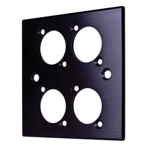 Brushed Aluminium Black Wall Plate with D Series Compatible 4 Hole