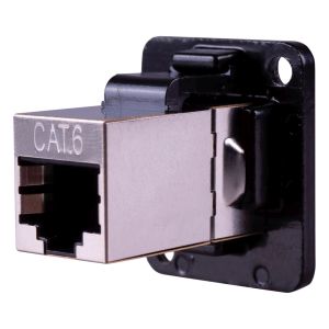 Chassis Mount D Series Compatible Cat.6 Inline Shielded Feed Through Socket #2