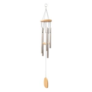 St Helens Wooden Wind Chime with 5 Silver Tubes