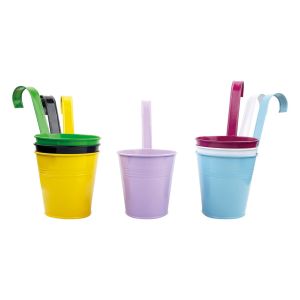 Coloured Metal Hanging Plant Pots. Pack of 7 #3