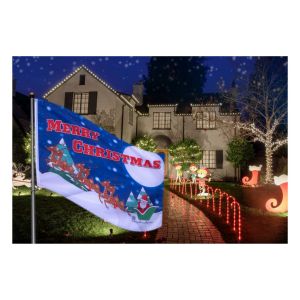 Merry Christmas Flag with 2 Metal Grommets. Blue
