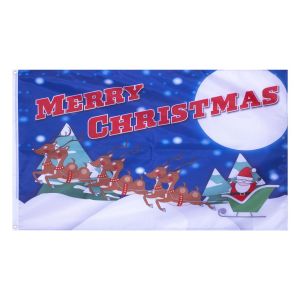 Merry Christmas Flag with 2 Metal Grommets. Blue #2