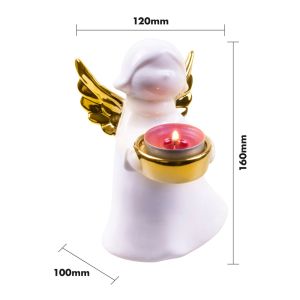 St Helens Ceramic Gold Winged Angel Tealight Holder 160mm #2
