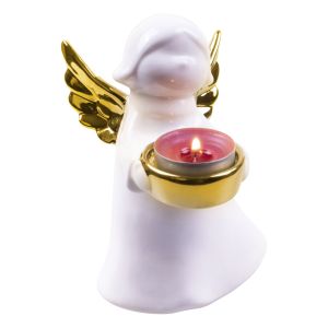 St Helens Ceramic Gold Winged Angel Tealight Holder 160mm #4