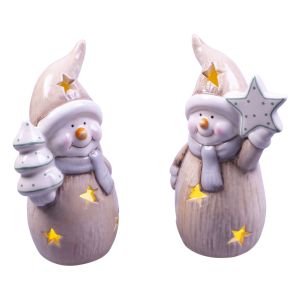 St Helens Ceramic Light Up Snow Men. Pair #4
