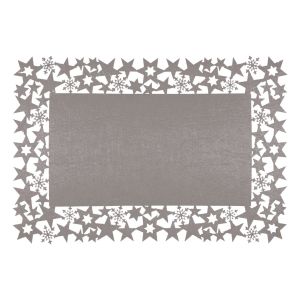 Grey Felt Table Mats with Star and Snowflake Design. Pair #3