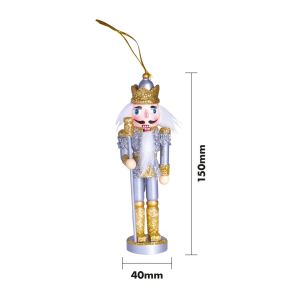 St Helens Nutcracker Christmas Tree Decoration. Gold Silver Crown #2