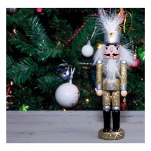 St Helens Nutcracker Christmas Tree Decoration. Silver Gold Hat #4