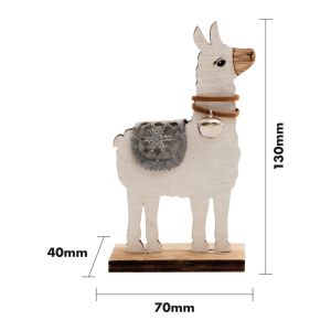 St Helens Wooden Alpaca Ornament. Standing Up #2