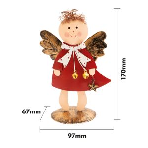 St Helens Red Metal Angel Ornament 170mm #2