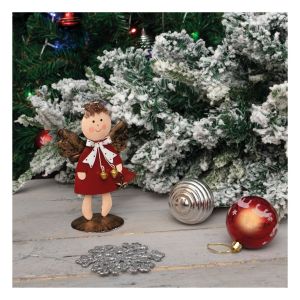 St Helens Red Metal Angel Ornament 170mm #3