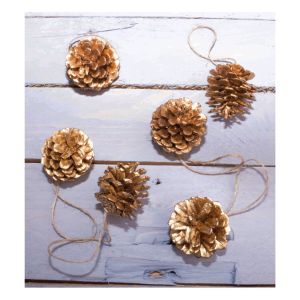 St Helens Hanging Pine Cone Decoration. Gold Tipped. Pack of 6 #4