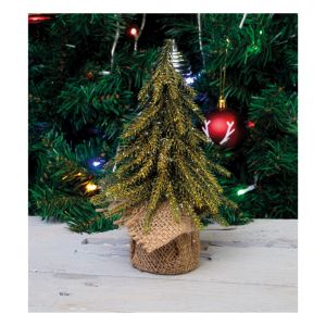 St Helens Decorative Gold Finish Mini Christmas Tree in Hessian Bag 20cm #3