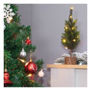 St Helens Battery Operated Wooden Effect Mini Christmas Tree with Lights