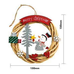 St Helens Battery Powered Wicker Christmas Wreath. Snowman #2