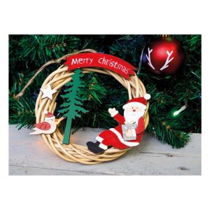 St Helens Battery Powered Wicker Wreath. Father Christmas #3