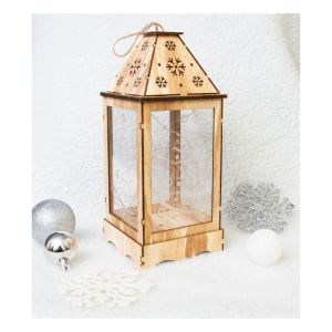 St Helens Battery Powered Pre Lit Wooden Christmas Lantern #3