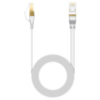 Flat CAT 8 High Speed 2000Mhz Ethernet LAN Cable, White 15m