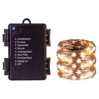 Battery Copper Wire 100 Warm White LED String Light with Controller 10m