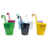 Coloured Metal Hanging Plant Pots. Pack of 7