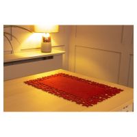 Red Felt Table Mats with Star and Snowflake Design. Pair