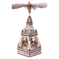 Battery Powered Wooden Christmas Pyramid with 6 LED Lights