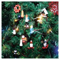 St Helens Wooden Christmas Hanging Decorations. Pack of 12