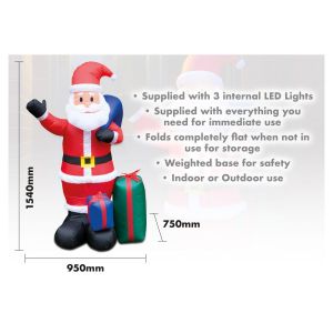 Inflatable Father Christmas with Presents and LED Lights. 150cm High #4