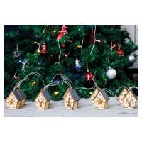 Battery Powered LED Wooden House String Lights
