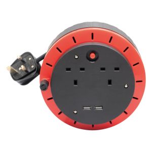 Eagle 2 Socket Cassette Cable Extension Reel with 2 USB Chargers 10M #2