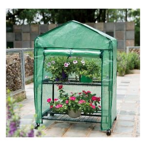 St Helens Mini 2 Tier Greenhouse with Shelves and PVC Cover