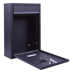 Wall Mount Lockable Letterbox Black