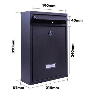 Wall Mount Lockable Letterbox Black #2