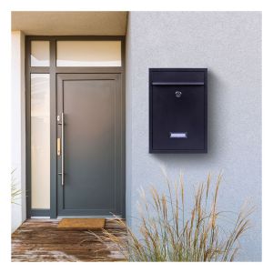 Wall Mount Lockable Letterbox Black #3