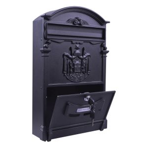 Wall Mount Lockable Letterbox Black Galvanised