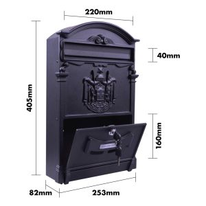 Wall Mount Lockable Letterbox Black Galvanised #2