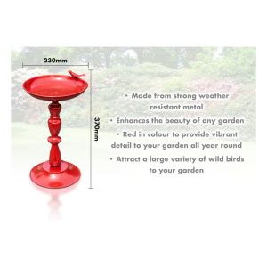 St Helens Ornamental Red Metal Pedestal Bird Bath #2