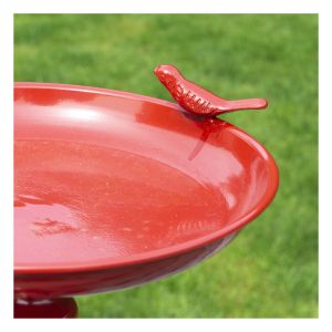 St Helens Ornamental Red Metal Pedestal Bird Bath #3