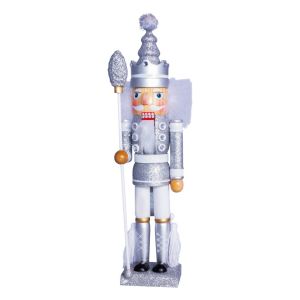 St Helens Nutcracker with Staff Christmas Decoration, Silver White #2