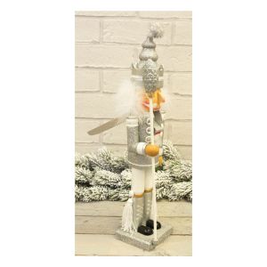 St Helens Nutcracker with Staff Christmas Decoration, Silver White #4