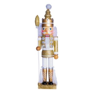 St Helens Nutcracker with Staff Christmas Decoration. Gold White #2