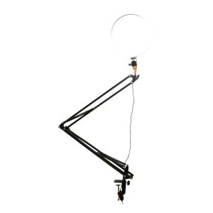 NJS LED 360 Selfie Ring Light with Boom Arm and Mounting Clamp