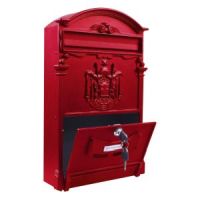 Wall Mount Lockable Letterbox Red Galvanised